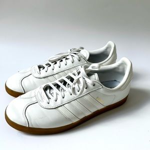 Adidas Gazelle white leather sneakers men’s size 9.5